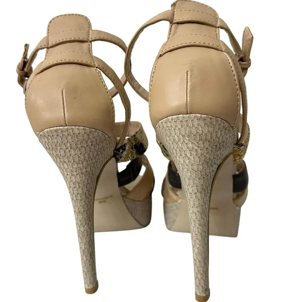 Penny Loves Kenny Womens 8.5M Stiletto heels‎ Sandals Black Tan Ankle Strappy - Picture 8 of 13